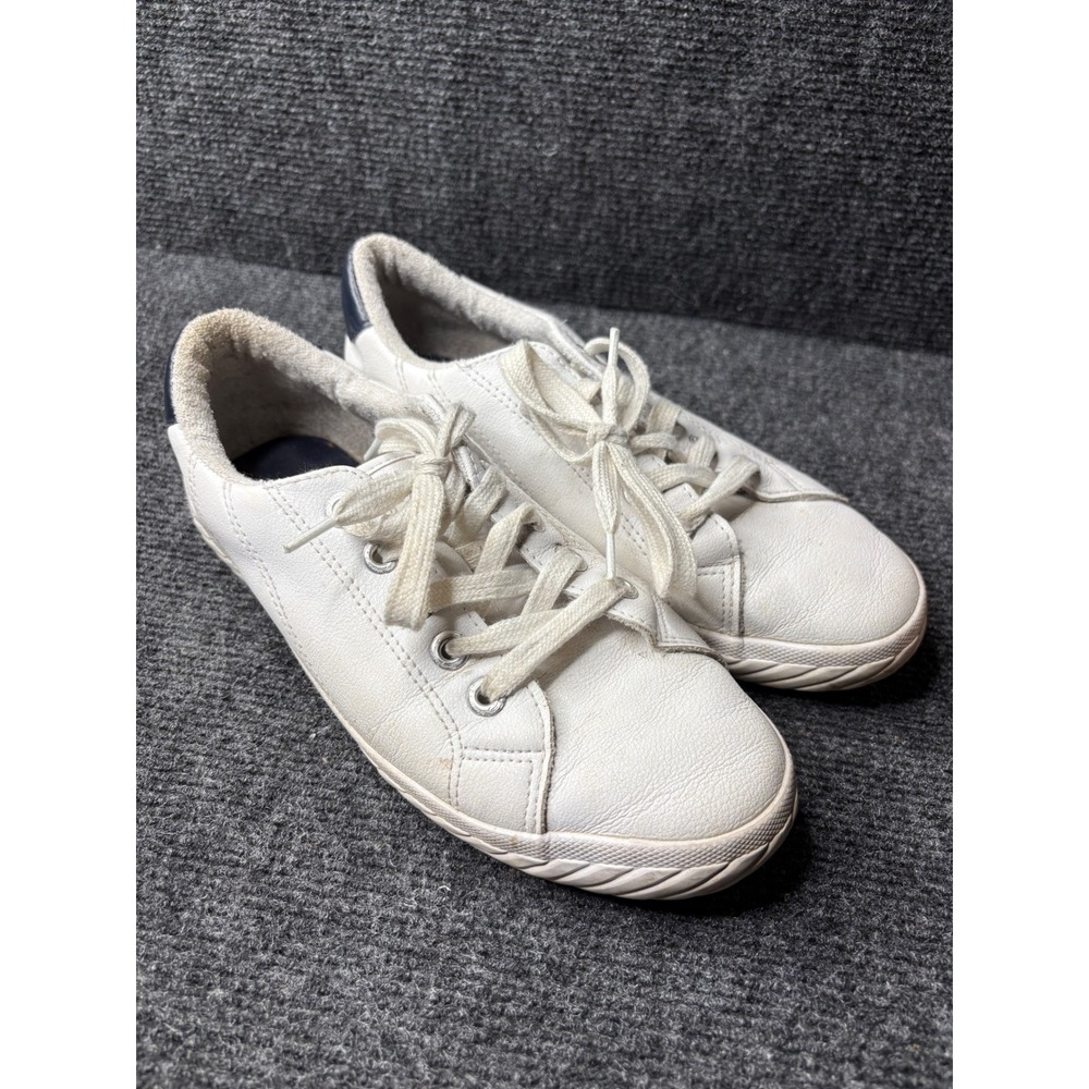 Tommy Bahama Womens White Leather Low Top Sneakers Navy‎ Heel 7.5 01302915